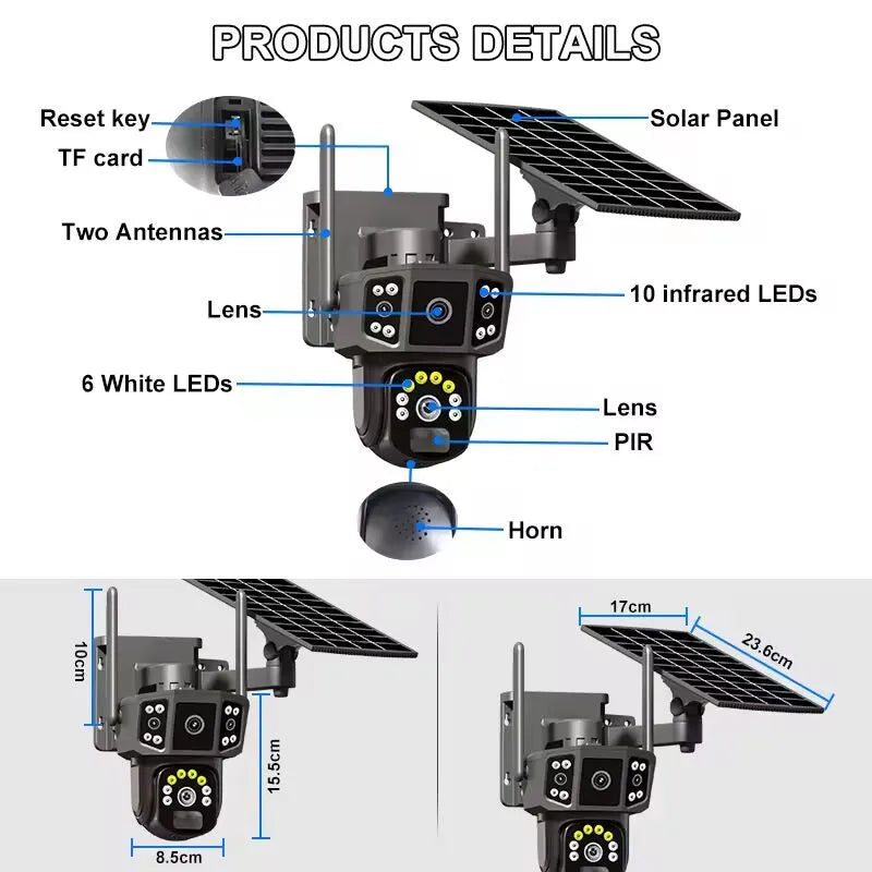 KIHO WiFi CCTV Solar Smart Dual Lense Camera